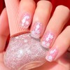 COSMOO Flower Glitter Nail Polish, 12ml Cute Flower Sequins Quick