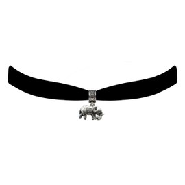 Victorian Vault Black Velvet Choker Jewelry Elephant Pendant Necklace