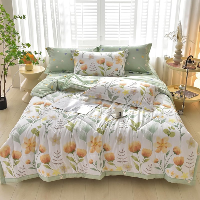 Chickwin Bedspread 150 x 200 cm Bed Throw Quilted Green
