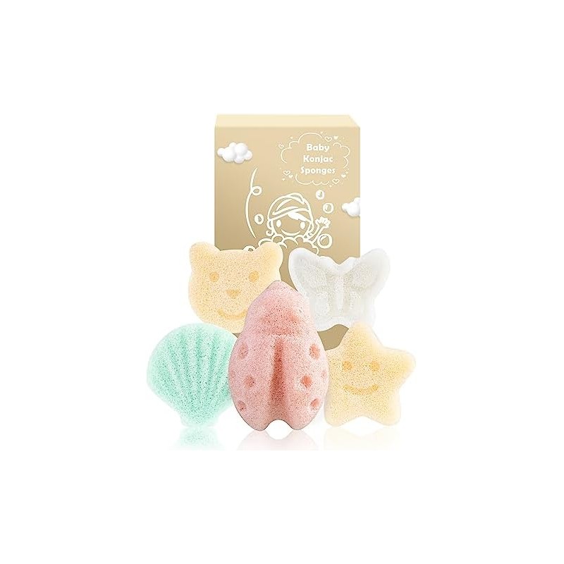 Konjac - Esponja para baño, 5 piezas de formas naturales
