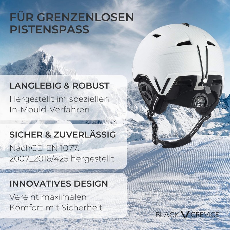 Black Crevice Vail Ski Helmet Matt White Carbon/Black, L (58-61