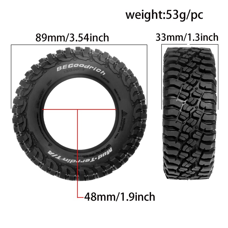 STMU 4Pcs 1/12 RC Crawler Car 1.9in Crawler Tires OD