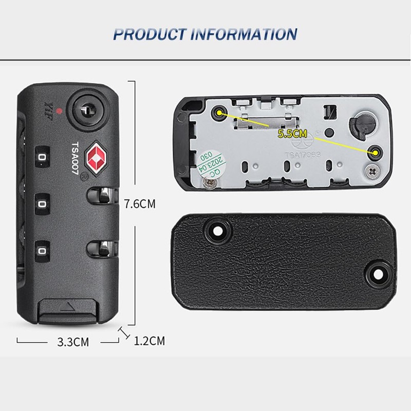 Travel Zipper TSA 007 Approved Luggage Code Lock, Backpack Anti