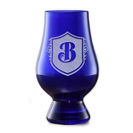Engraved Blue Glencairn Whisky Glass With Crest (Single 1)