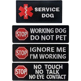 Service Dog No Touch No Talk, Ignore Me I'm Working, Do Not Pet Tactical Military Morale Embroidered Patch Velcro Patch