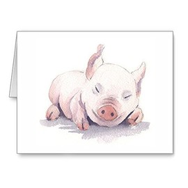 DJ Rogers Fine Art Sleepy Pig - Set of 10 Note Cards With Envelopes
