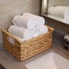 Hand-Woven Wicker Storage Basket With Handle,Rectangular Rattan Basket,Water Hyacinth Woven