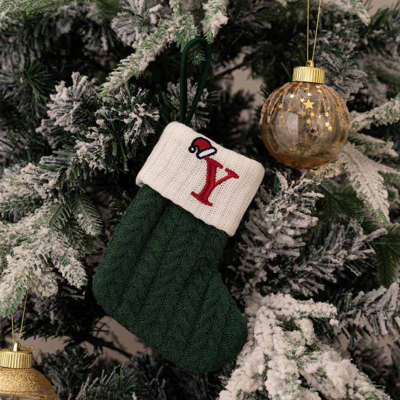 Christmas Stocking – Green A-Z Letter Hanging Christmas Stockings, Christmas