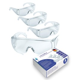 kela Pack of 4 Safety Glasses P1S1 I 100% Made in Germany | Shatter-Free Work Safety Glasses with Anti Fog and UV Coating I Lightweight and Transparent I Over Glasses for Glasses Wearers Sports