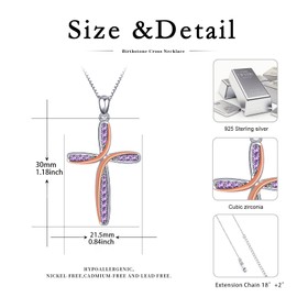 Cross Necklace 925 Sterling Silver June Birthstone Pendant Necklace Birthday Jewellery Christmas Gifts for Women Girls