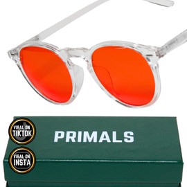 PRIMALS PRIMALS Blue Light Blocking Glasses - Extra Strength - Blocks 99.9% Blue Light - Improves Sleep & Focus - Computer/Gaming/TV/Phones - (Red Lens + Clear Frame)