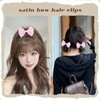 Silky Satin Pink Hair Bows for Women Girls Cute Layered