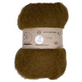 Carded Wool For Felting, Needle Felting Wool, Wool Batt, Craft Wool, Single Shade (Group C), 100 grams 3.5 Oz (Khaki (71))