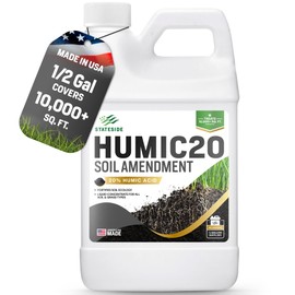 64oz 20% Humic Acid for Lawn - Covers 10,000 sq ft, Humic20 Soil Amendments, Ideal Soil Conditioner for Lawns, Promotes Aeration & Better Structure for Stronger Roots & Healthy Grass Growth