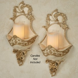 Floressa Ivory Gold Metallic Wall Sconce Pair