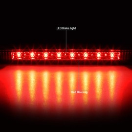 DNA MOTORING 3BL-NROG17-LED-RD Red Lens LED High Mount 3rd Third Brake Light [Compatible with 14-19 Nissan Rogue]