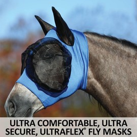 UltraFlex Comfort Plus Bug Eye Fly Horse Masks | Maximum Protection & Comfort | 95% UV Shield & Easy On/Off Design | Pull On Without Forelock Saver | Color Royal | Size X-Large
