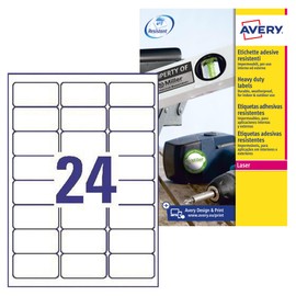Avery Zweckform L4773 8 Outdoor Film Labels (8 Sheets, 192 Labels, Weatherproof, 63.5 x 33.9 mm White