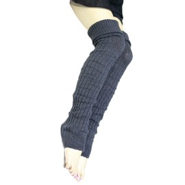 Ree&Mee Thigh-High Leg Warmers, Thermal Toeless Socks, For Yoga, the Gym, Fitness, Golf, School, and Work - dk grey