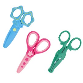 Linkbro Safety Scissors for Kids, 3 Pieces Paper Scissors with Plastic Blade, Preschool Nursery Scissors, Beginner Scissors, DIY Craft Scissors for Children Aged 2+