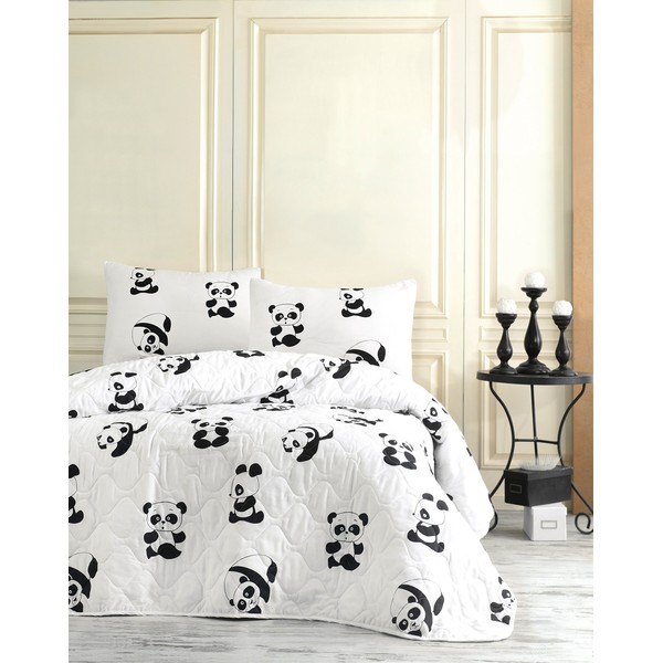Panda Bedding, Full/Queen Size Bedspread/Coverlet Set, Special Design Animals Themed, Black and White Girls Boys Bedding, 3 PCS,