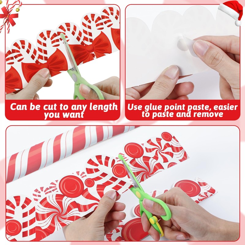 69ft Christmas bulletin board decorations, Peppermint bulletin Board Border Trim,