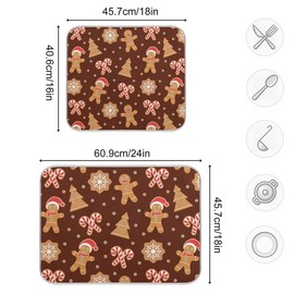Christmas Gingerbread Candy Dish Drying Mat 16 x 18 for Kitchen Counter Decor Merry Xmas Fast Absorbent Tableware Dishes Pad Baby Bottle Rack Drainer Mats Heat Resistant Kitchen Accessories