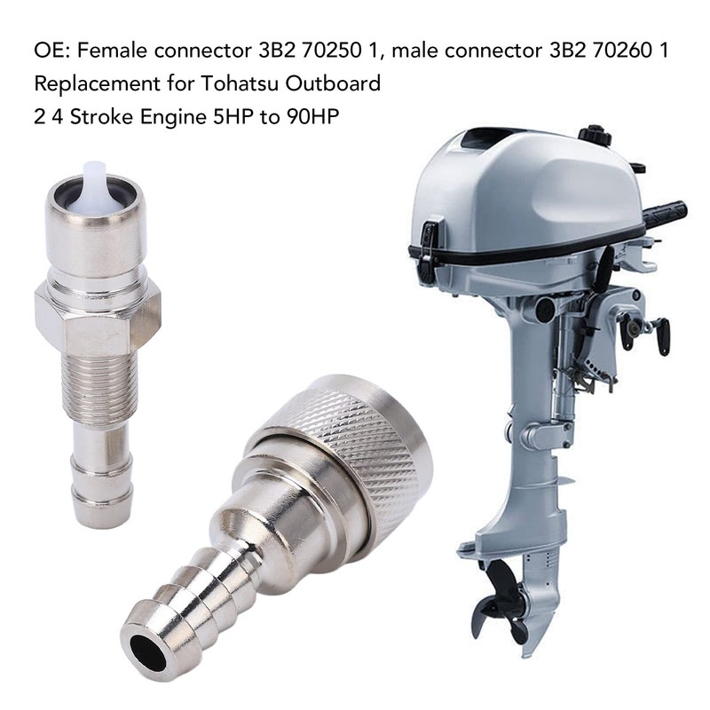 Outboard Fuel Connector, 2 Pcs Fuel Line Connector Male Female