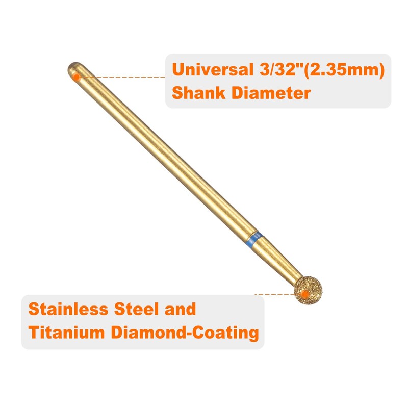 sourcing map 12pcs 120-140 Grits Diamond Grinding Bit 3.5mm Ball
