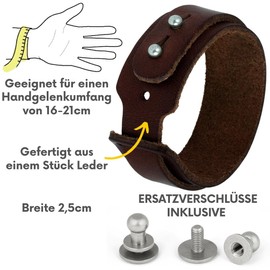 Simaru Premium Leather Bracelet Made in Germany for Men and Women, Skin-Friendly Unisex Genuine Leather Bracelet, Robust Screw Rivet Clasp, Leather