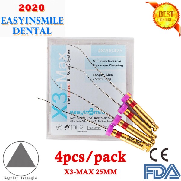 Easyinsmile 4Pcs Dental Endo Files X3-MAX Function Cleaning Finisher Niti