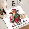 Veqzc Highland Cow Christmas Dish Drying Mat - Highland Cow