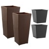 Casafield Set of 2 All-Weather Outdoor Planters with Liners, Tall