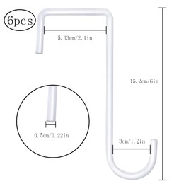 Vinyl Fence Hooks, 6 Pcs Fence Hooks, Stainless Steel Hanging Basket Bracket, Brackets Fence Hooks for Indoor Outdoor Hanging Lights Planters Bird Feeder Gardening Decoration (White)