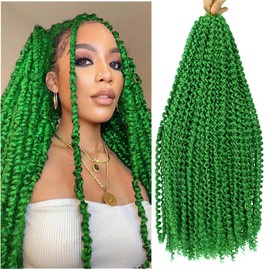 Passion Twist Hair 24Inch 2 Packs Green Passion twists Crochet Hair Water Wave Crochet Hair for Black Women (24 Inch (Pack of 2), Green) …
