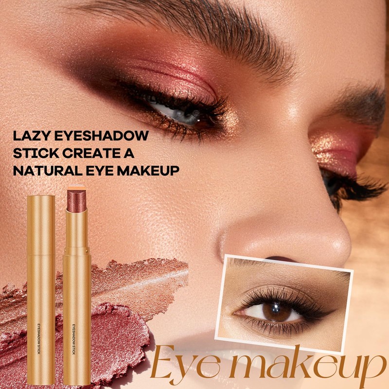 4Pcs 3 Color Gradient Eyeshadow Stick Set,Matte & Shimmer Cream