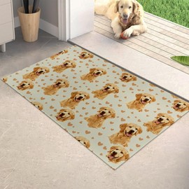 Kibue Adorable Golden Retriever Indoor Door Mat, Welcome Entry Lovely Puppy Doormat for Interior Porch, Front Door, Kitchen, 17"×29.5", with Non Slip Backing, Dog Door Mats Gifts for Apartment, Decor