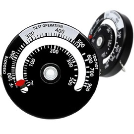 Thermometer, Stove, Magnet, Heat Resistant, Magnetic, Wood Stove, Fireplace Thermometer, Can Measure Up to 1622°F (500°C) (1) Black