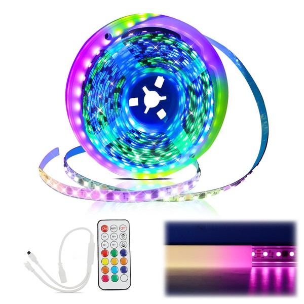 Muzata 16.4FT/5Meter RGB LED Strip Light High Intensity 96LEDs/m Spotless