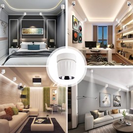 Vrnzau LED Ceiling Spotlight 12W - Directional Spot Light 360° Rotate / 6000K / Cold White/Wall Lamp Ceiling Spotlight for Hallway Gallery Display Living Room/White - Cold White Light (White, 6000K)