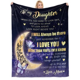 Vetbuosa Daughter Gifts from Mum - Fleece Blanket Hug to My Daughter, Daughter Birthday Gifts, Gifts for Daughter Blanket, Wedding Gifts for Daughter, Throw Blanket 152x127cm