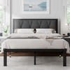 Feonase Queen Metal Bed Frame with Fabric Button Tufted Headboard,
