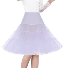 SHIMALY Women's 50s Vintage Rockabilly Petticoat 26" White Underskirt (XL-3XL,White)