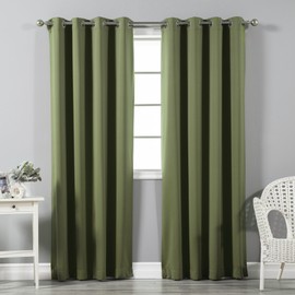 Best Home Fashion Thermal Insulated Blackout Curtains - Stainless Steel Nickel Grommet Top - Olive - 52" W X 96" L - (Set of 2 Panels) …