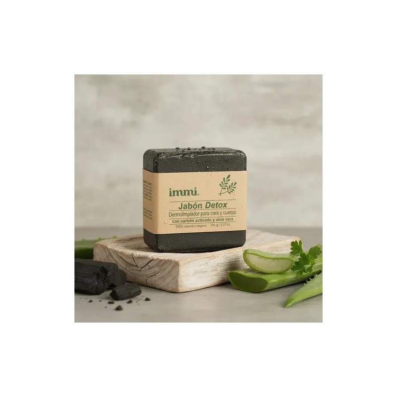 Jabón Immi Detox Carbón Activado 100g Piel Grasa Limpieza Profunda