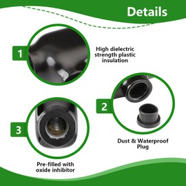 Wengart Insulated Inline Splice Connector,4Pack,Wire Range 2/0-6 Gauge,7/32" Slotted Allen Hex,Pre-Filled with Oxide Inhibitor,UL Listed,Black