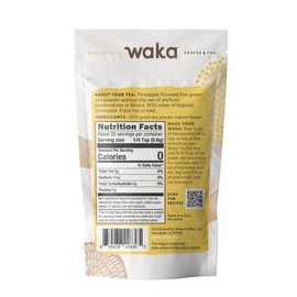 Waka Tea Powder — Unsweetened Pineapple Green Instant Tea Travel Size/Sample Packet — 100% Tea Leaves — 20 Servings for Hot or Iced Tea