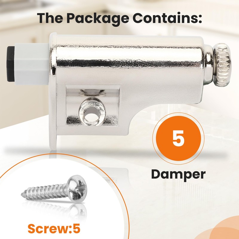 5 Pack Soft Close Damper for Cabinet Doors/Wardrobe Doors,Adjustable Hydraulic