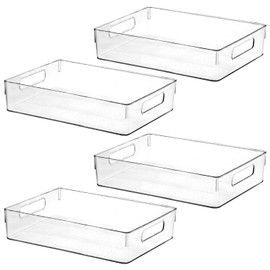 ShelfShaper Large Clear Plastic Storage Bins, Pantry Organizers and Storage Containers Fridge Organizer Bins for Organizing Home Kitchen Under Sink Bathroom Refrigerator Freezer Laundry Room