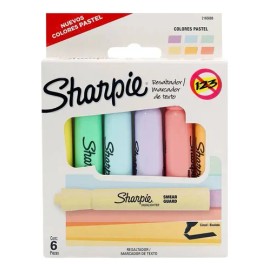 Sharpie 6 Resaltadores Marcatextos, 6 Colores Pastel Tank